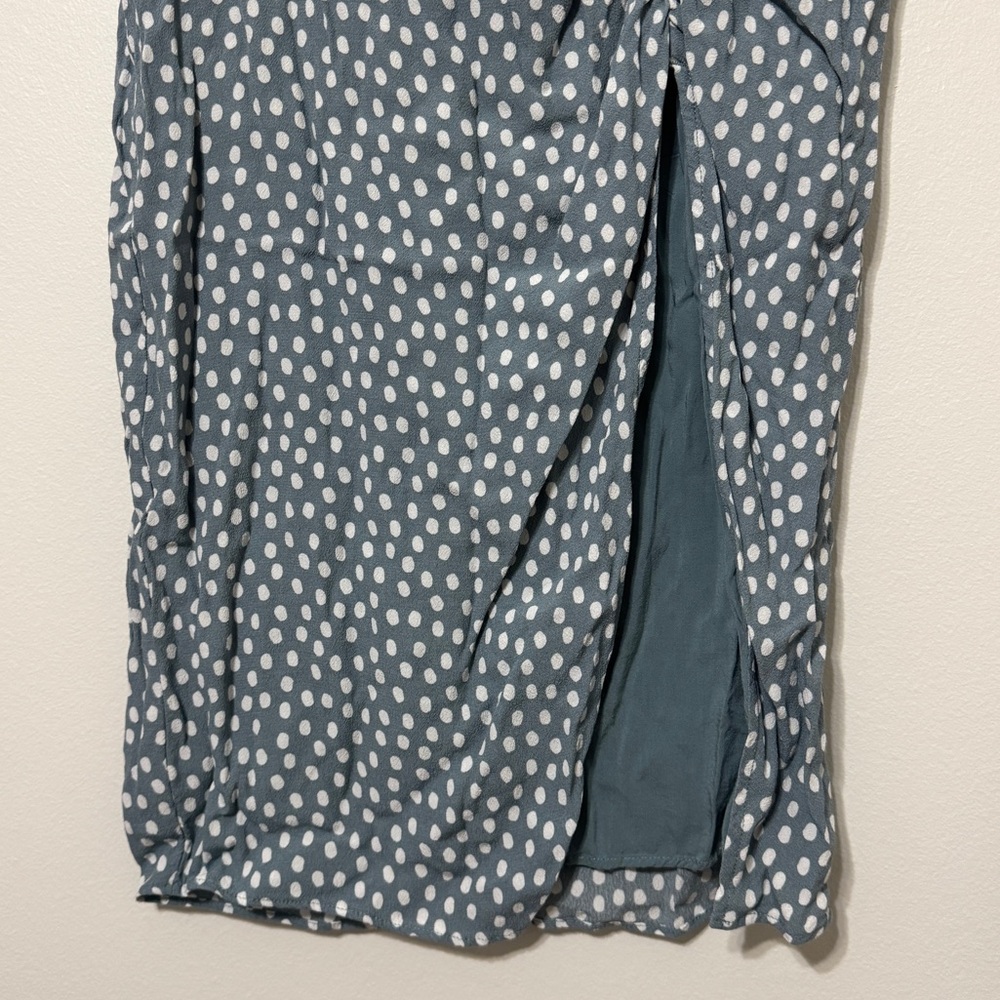 Abercrombie & Fitch Midi Skirt Size XS Polka Dot Cinched Blue White Fall - Picture 6 of 8